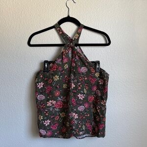 LOFT Floral Halter Tank Top Size Medium